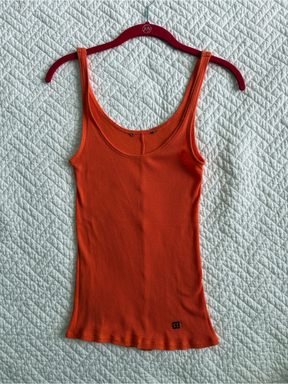 BCBGMaxAzria Orange Ribbed Scoop Tank Size Small